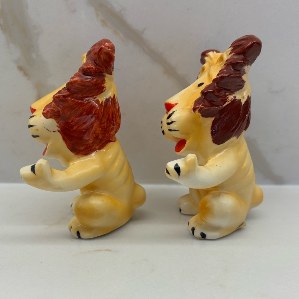 Vintage Anthropomorphic Lion Salt & Pepper Shaker Set MCM Japan - Picture 2 of 8